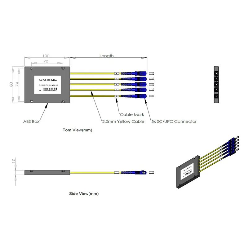 1 * 4 plc cassette splitter
